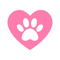 The dog's track in the heart. cat and dog paw print inside heart © Viktoria Tom