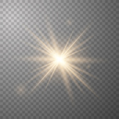 Golden shining vector sun