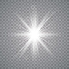 White shining vector sun