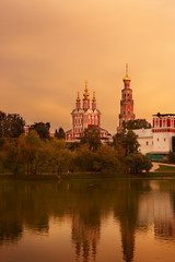 NOVODEVICHY CONVENT AND ASSUMPTION CHURCH  AT TWILIGHT MOSCOW RUSSIA