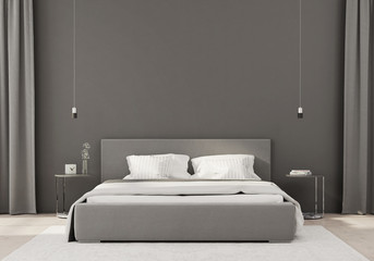 Gray bedroom in a minimalist style
