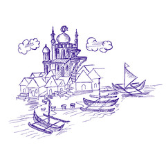 Obraz premium mosque on the coastline