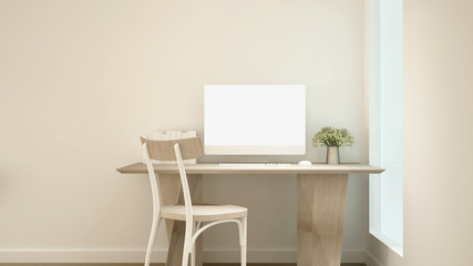workplace minimal style in home or apartment - Interior design for business  artwork or office space - 3D Rendering