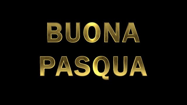 Animation particles are collected in the golden letters - Buona Pasqua, Happy Easter in italian language.
