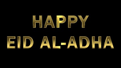 Animation particles are collected in the golden letters - Happy Eid al-Adha