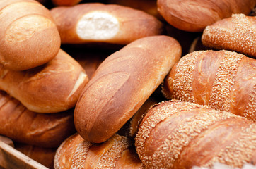 Bread long loaf bakery fresh pile food