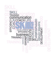 SKILLS. Сloud of words. Collage. Business concept. White background.