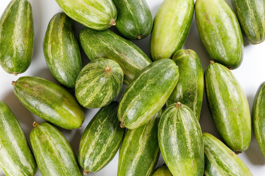 pointed gourd potol green vegetable on white background