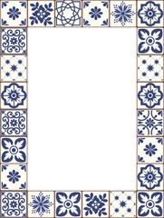 Beautiful Azulejo tiles vector frame