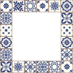 Obraz premium Beautiful Azulejo tiles vector frame
