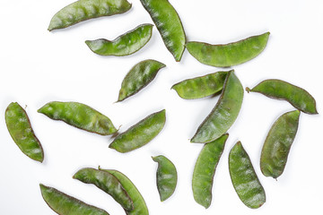 Helda flat romano bean green on white background