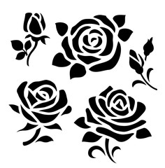 Vector set of decorative flowers. Vintage roses and buds for your design