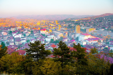 Skopje, Macedonia - november 2011. The European urban landscape in the last rays of the sun.