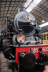 old train at the old station vintage way of travel concept with oil lamp lighting system.