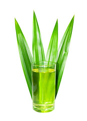  Herbal water with herbal leaves separated on a white background