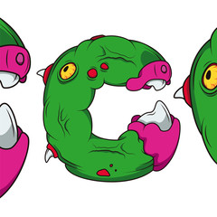 Letters C Monster Font. Zombie Font
