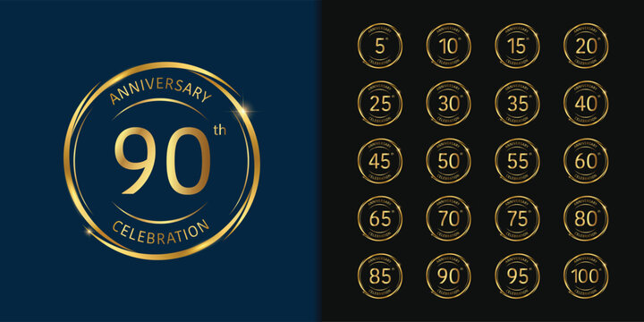 Set of anniversary logotype. Golden anniversary celebration emblem design for company profile, booklet, leaflet, magazine, brochure, web, invitation or greeting card.