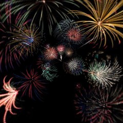 Fototapeta na wymiar July 4th fireworks in the night sky