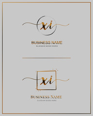 Initial X I XI handwriting logo vector. Letter handwritten logo template.