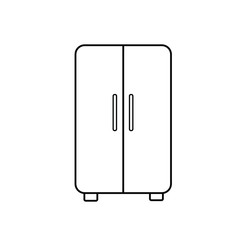 Two-chambered refrigerator outline icon. linear style sign for mobile concept and web design. Fridge with two doors simple line vector icon. Symbol, logo illustration. 