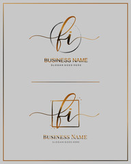 Initial F I FI handwriting logo vector. Letter handwritten logo template.