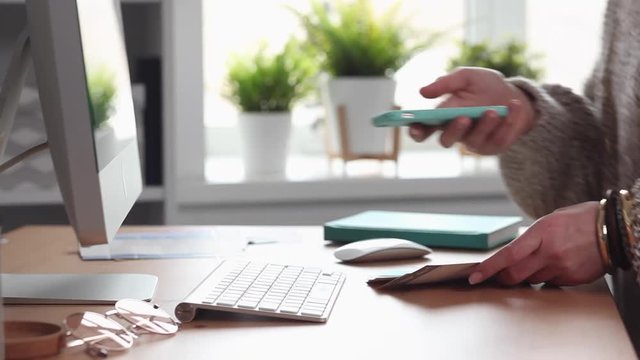 Young Trendy Designer Sends the Client the Color Samples