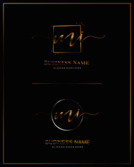 Initial M I MI handwriting logo vector. Letter handwritten logo template.