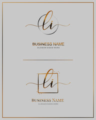 Initial L I LI handwriting logo vector. Letter handwritten logo template.