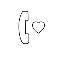 Telephone and heart outline icon