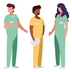 Obraz premium interracial group medicine workers with uniform characters