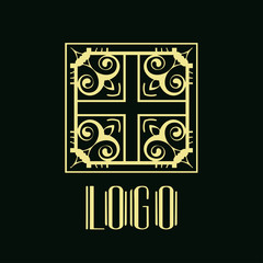 Vintage ornamental retro modern art deco logo template for design