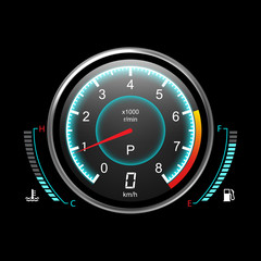Fototapeta premium Car speedometer or auto odograph, truck instrument