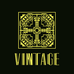 Vintage ornamental retro modern art deco logo template for design