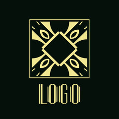 Vintage ornamental retro modern art deco logo template for design