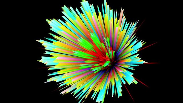 Fractal de explosion Intermitente de Rayos de Colores con efecto 3d