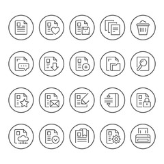Set round line icons of document