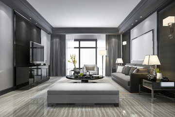 3d rendering modern living room and with shelf