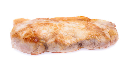 roasted pork slices isolated on white background