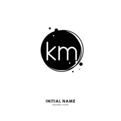 K M KM Initial logo letter with minimalist concept. Vector with scandinavian style logo.