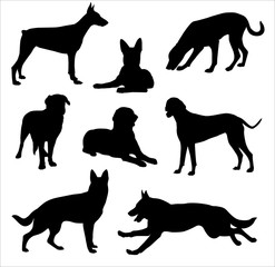 Dogs silhouette vector set art illustration