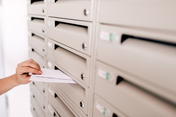 Posting letters, close-up.