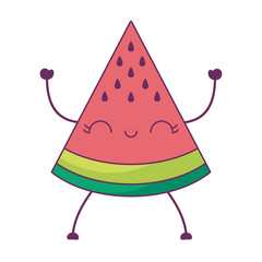slice of watermelon fruit kawaii character