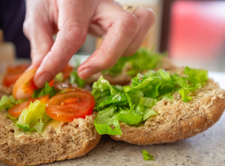 Making a salad roll