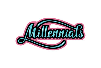 Vector illustration with handwritten phrase Millennials. Lettering.