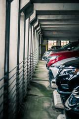 Cars Lined up in a Parking Garage