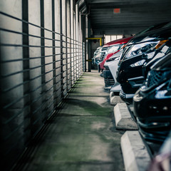 Naklejka na ściany i meble Cars Parked in a Parking Garage