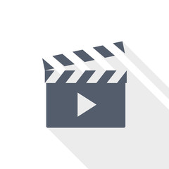 Movie clapper, play video icon, flat design vector illustration