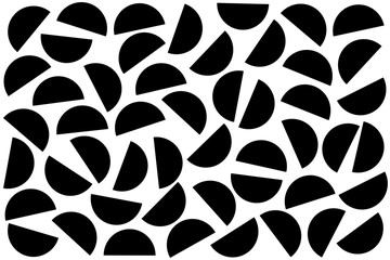 Black random semicircles on white background. Abstract geometric shapes pattern in retro style for fabric print, textile, decor