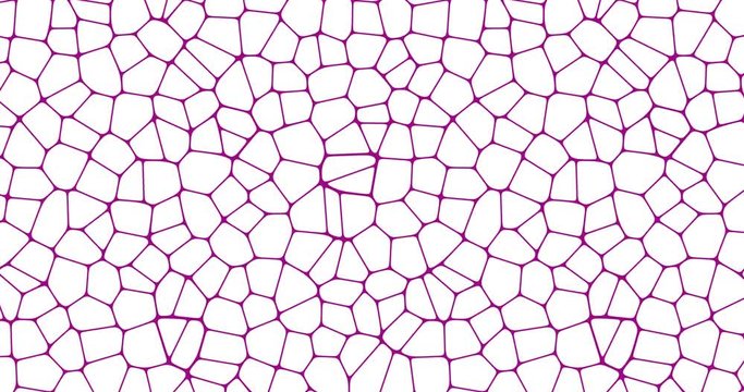 abstract, polygonal, cellular pattern background with light and bright colors and movement.  Weave of irregular polygons with purple lines