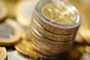 euro coins closeup